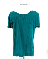 DKNY Womens Size XL Green T-Shirt Top Cuffed Sleeves Gathered Front & Back - RealThreads